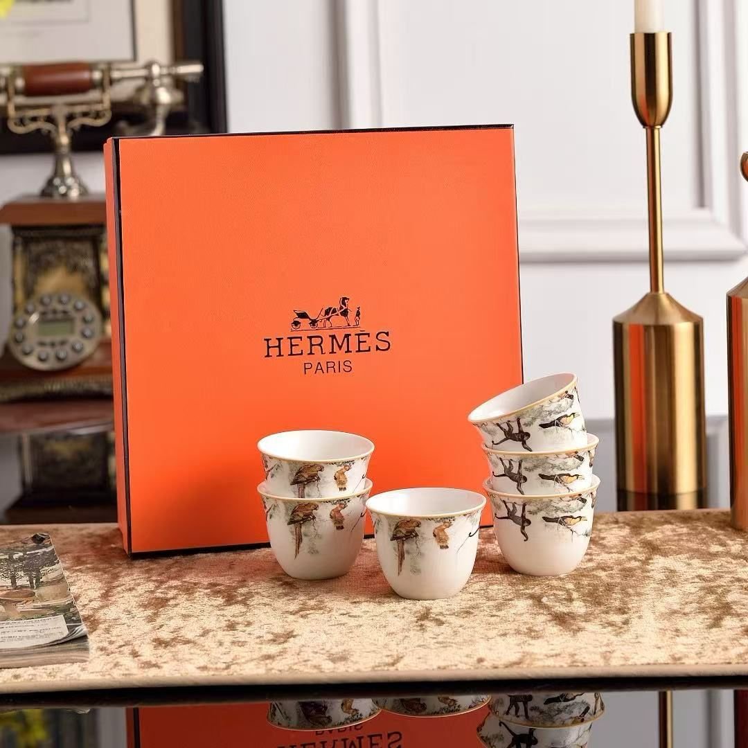 Hermes Arabic Coffee Carnets D Equateur Birds  set of six - Hermes Arabic Coffee | Buy Online in UAE